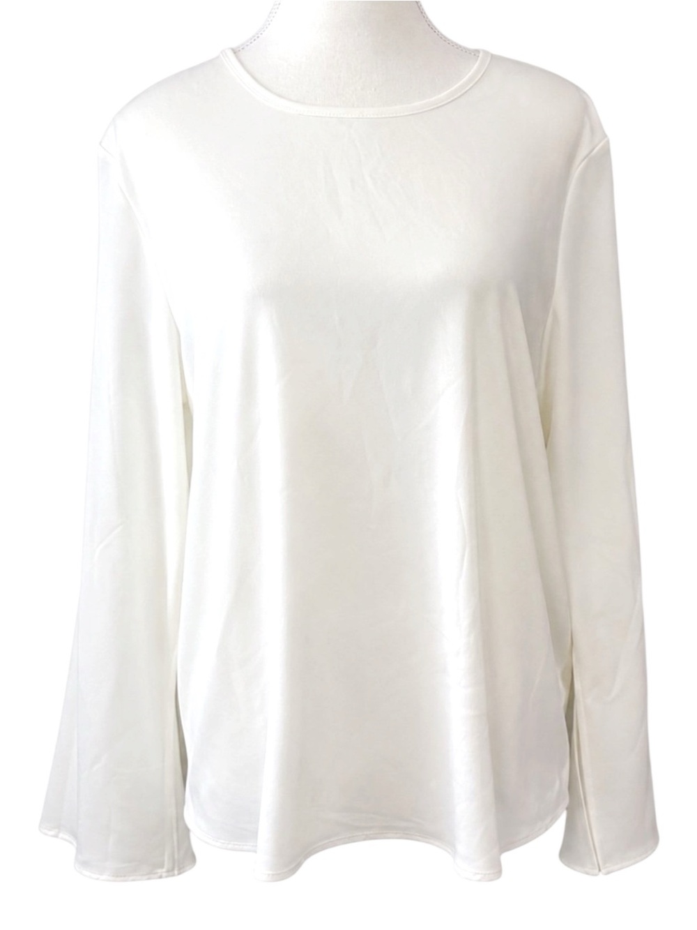 White Flare Sleeve Blouse Women’s Large Keyhole Back Business Casual Top Premise
